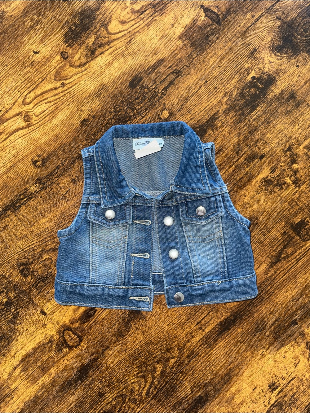 Rare Editions Girls Denim Vest - Blue